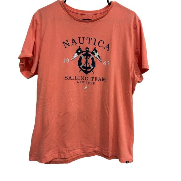 Nautica Coral Graphic T-Shirt Cotton Mens Nautical Sailing Team Crewneck Sz XL - Picture 1 of 7